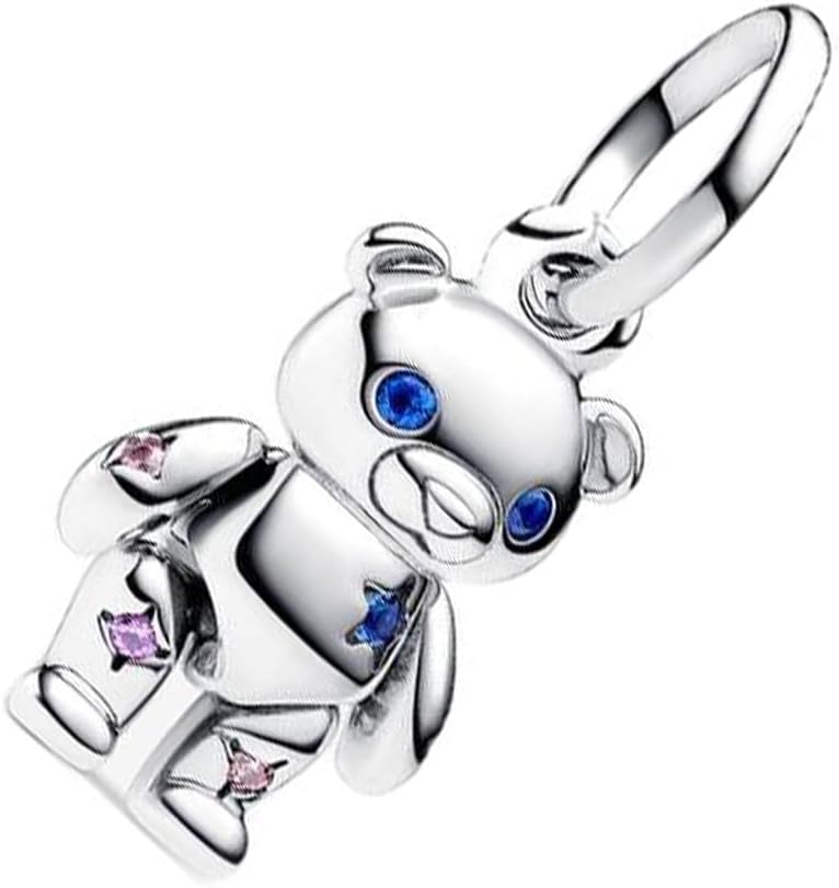 ZURWTCH Movable Teddy Bear Dangle Charm Fit Women Bracelet Necklaces Fashion Gifts 925 Sterling Silver DIY Jewelry - Image 1